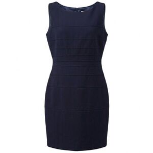 Calvin Klein Navy Blue Ribbed Sheath Dress 10P Petite Work Business Casual